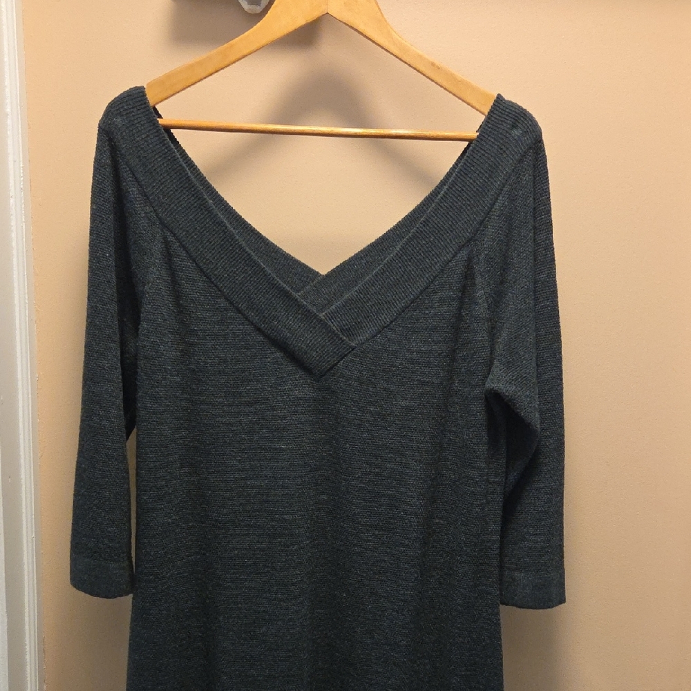 Reitmans Dark Green 3/4 Sleeve Knit Dress, Large